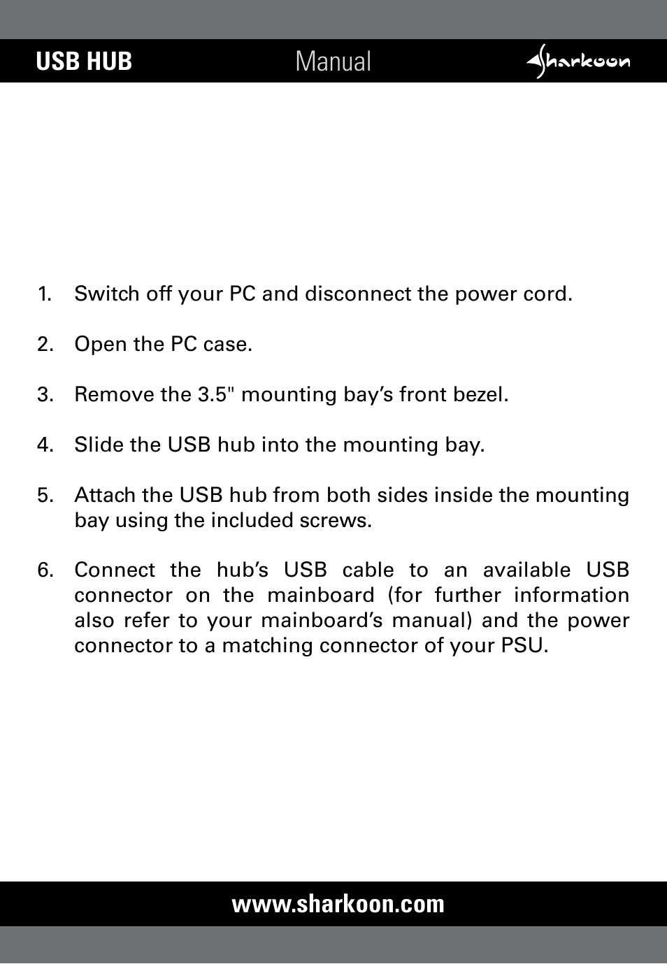 SHARKOON 4-Port USB-Hub User Manual | 1 page