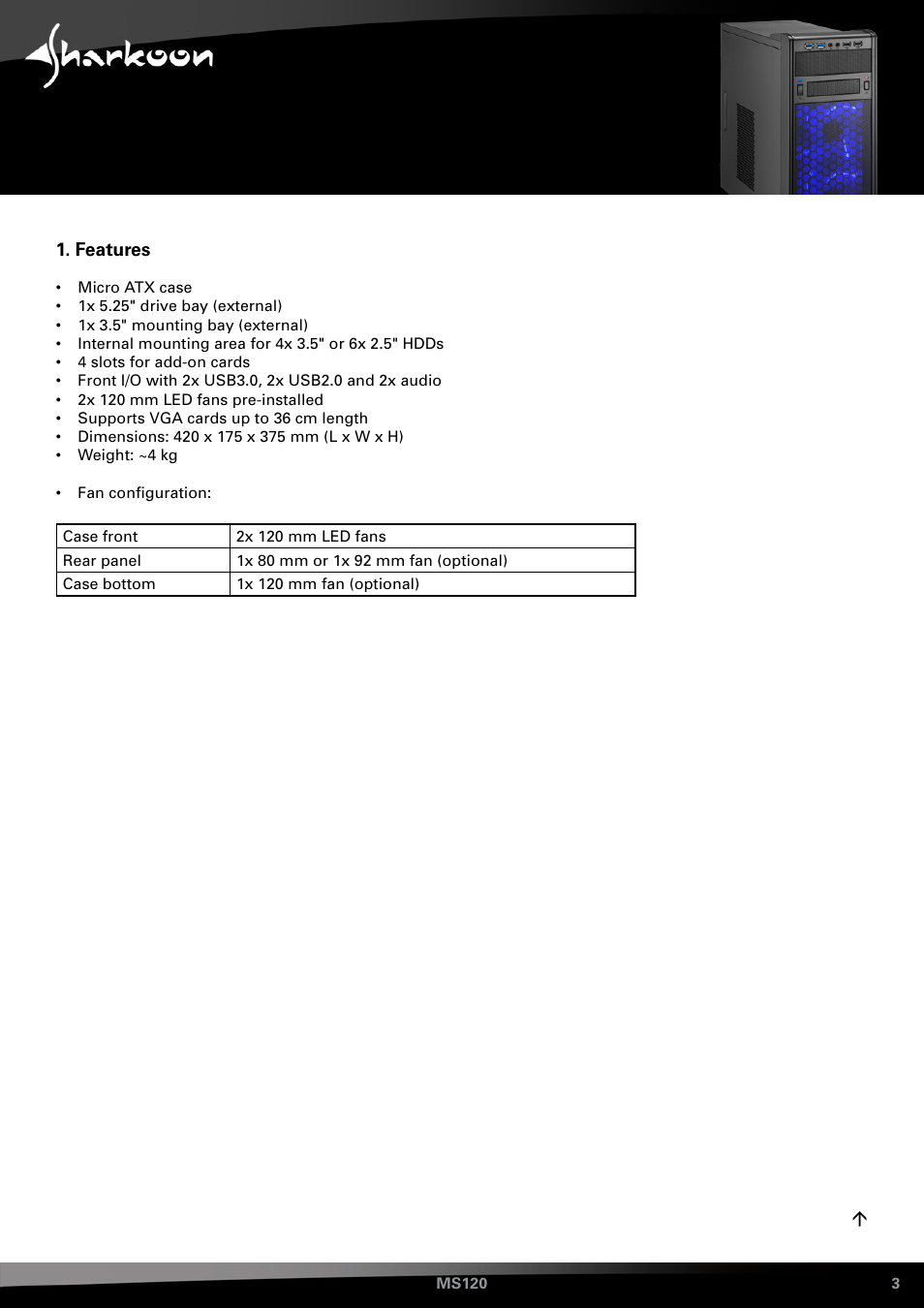 Features | SHARKOON MS120 User Manual | Page 3 / 19