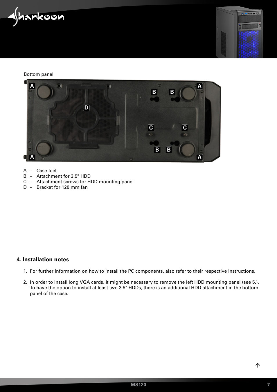 Installation notes | SHARKOON MS120 User Manual | Page 7 / 19