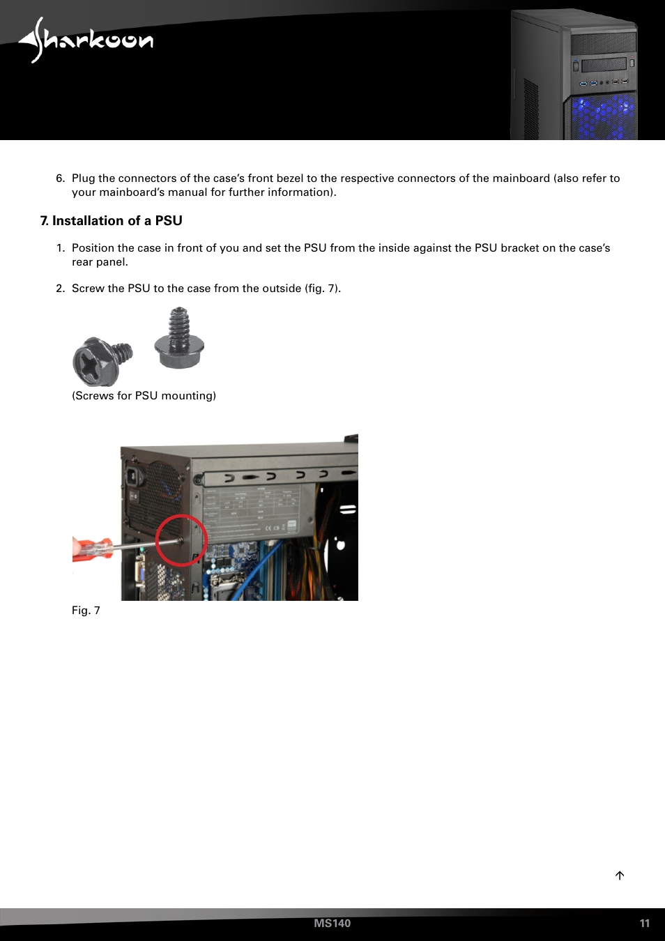 Installation of a psu | SHARKOON MS140 User Manual | Page 11 / 19