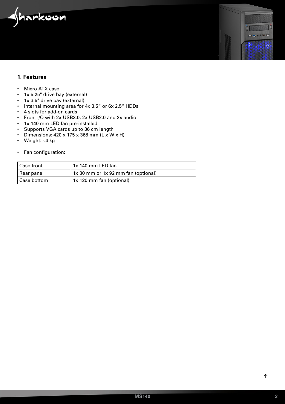 Features | SHARKOON MS140 User Manual | Page 3 / 19