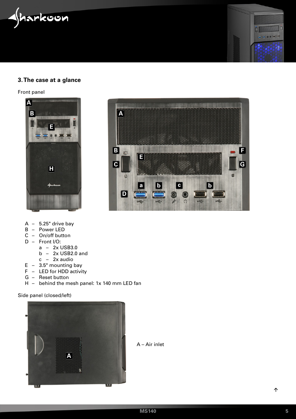 The case at a glance | SHARKOON MS140 User Manual | Page 5 / 19