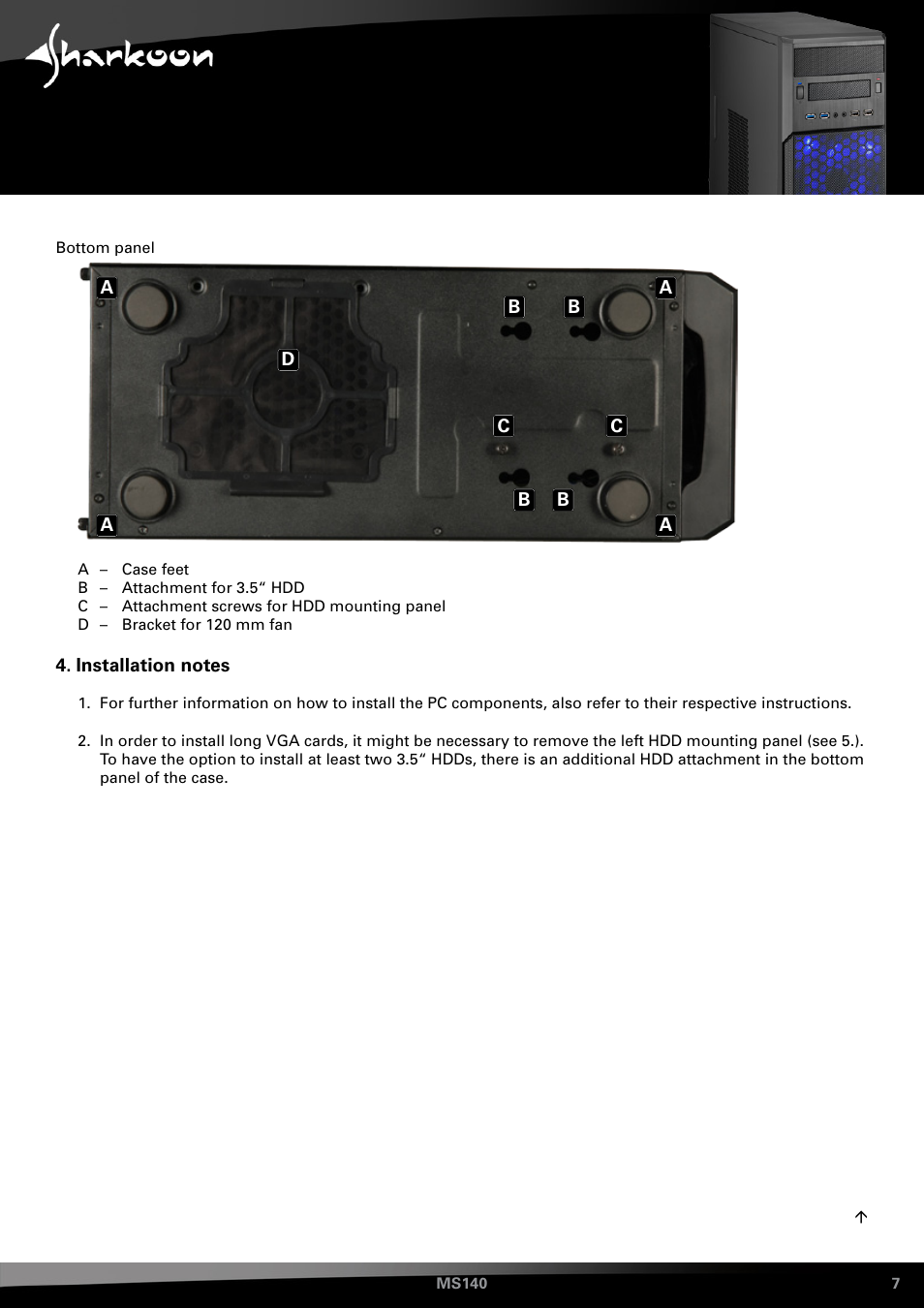 Installation notes | SHARKOON MS140 User Manual | Page 7 / 19