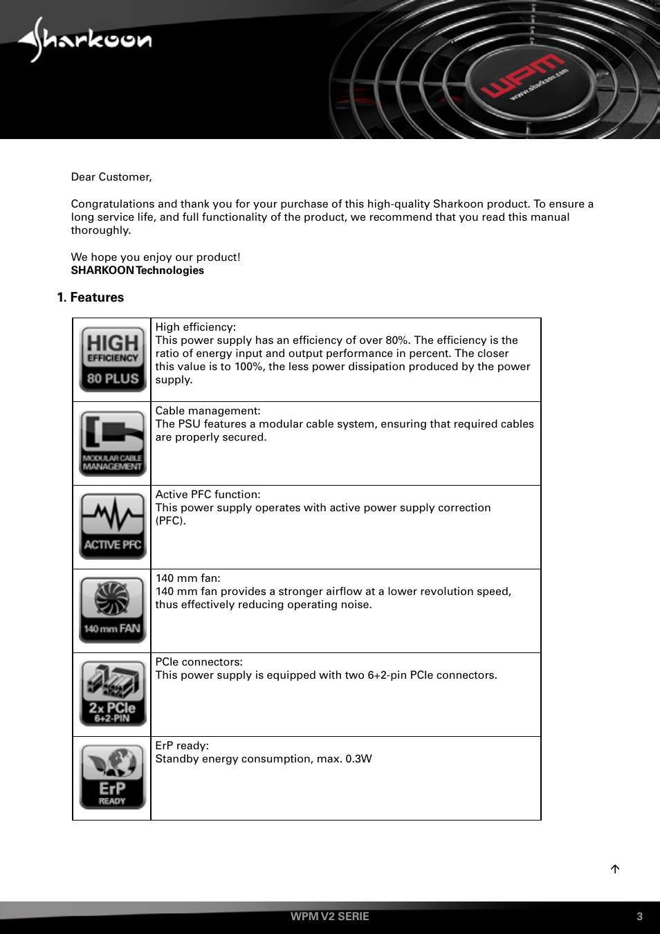Features | SHARKOON WPM V2 User Manual | Page 3 / 13