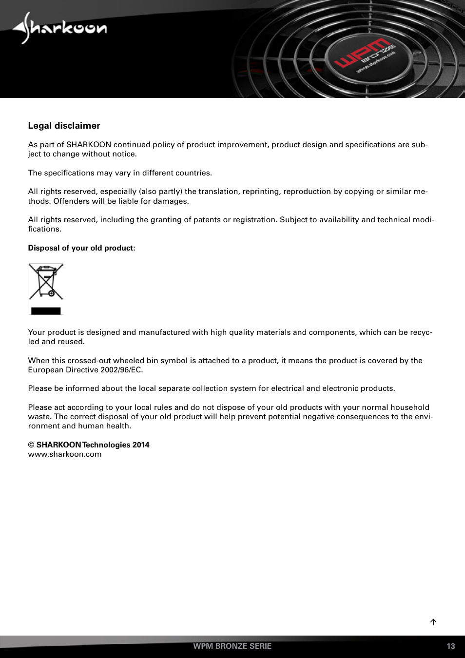 SHARKOON WPM Bronze User Manual | Page 13 / 13