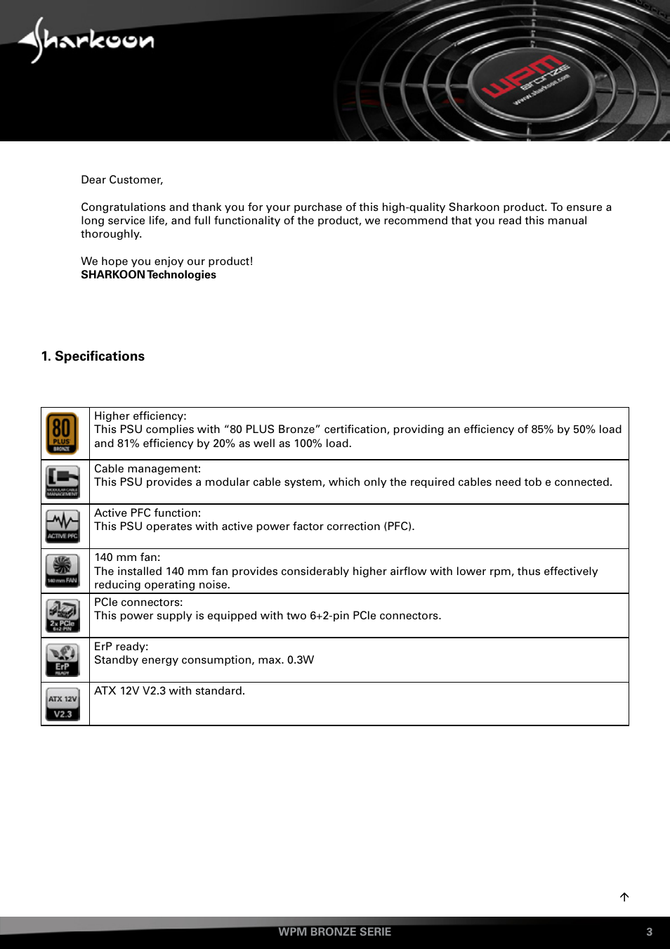 Features | SHARKOON WPM Bronze User Manual | Page 3 / 13