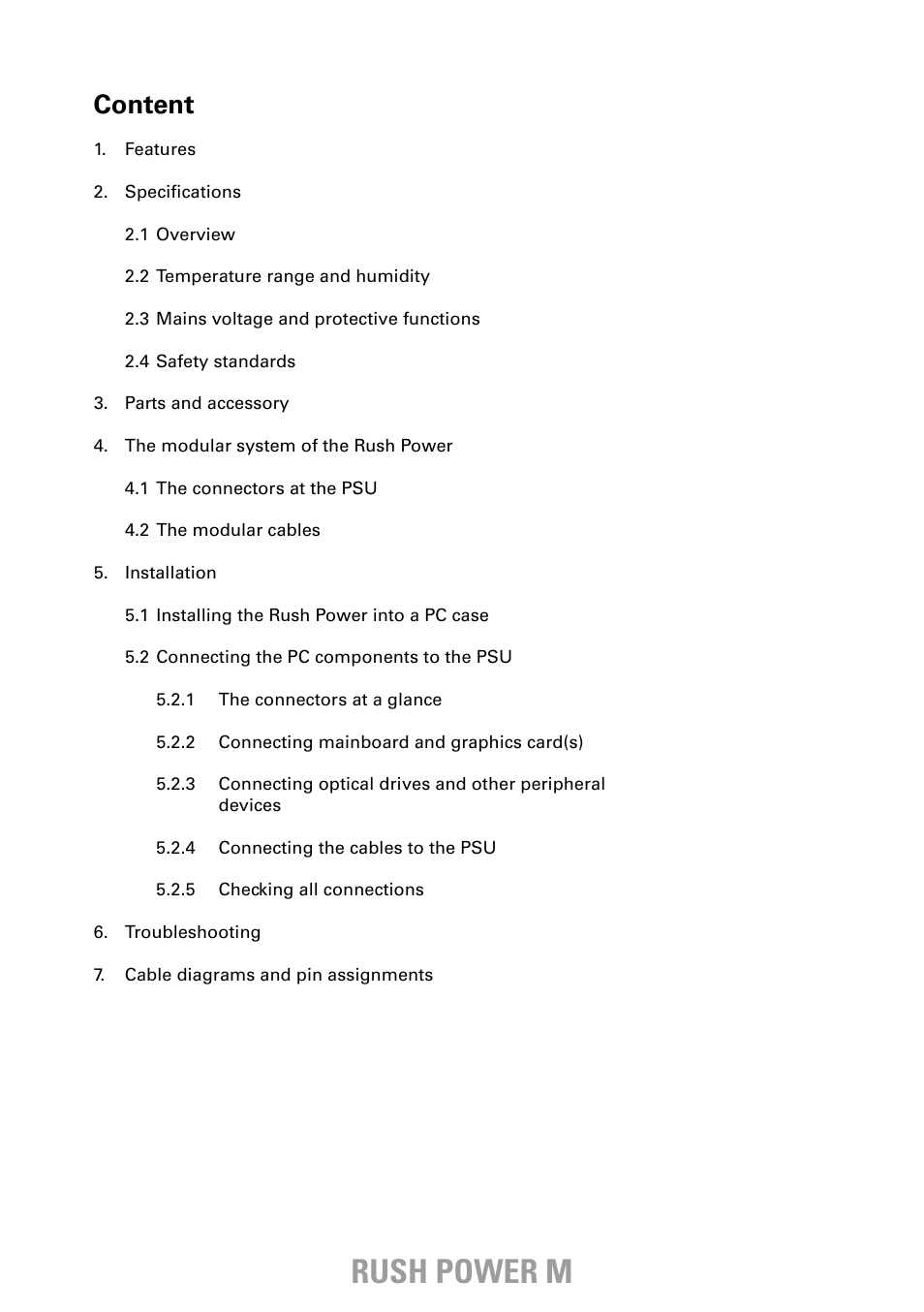 Rush power m, Content | SHARKOON Rush Power M User Manual | Page 2 / 14