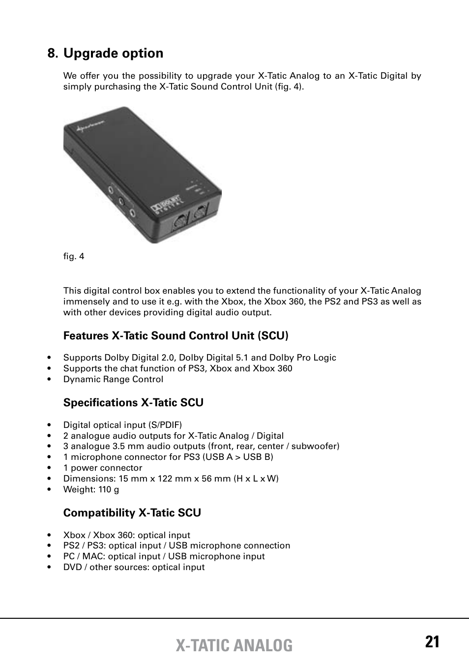 X-tatic analog 21, Upgrade option | SHARKOON X-Tatic Analog User Manual | Page 9 / 10