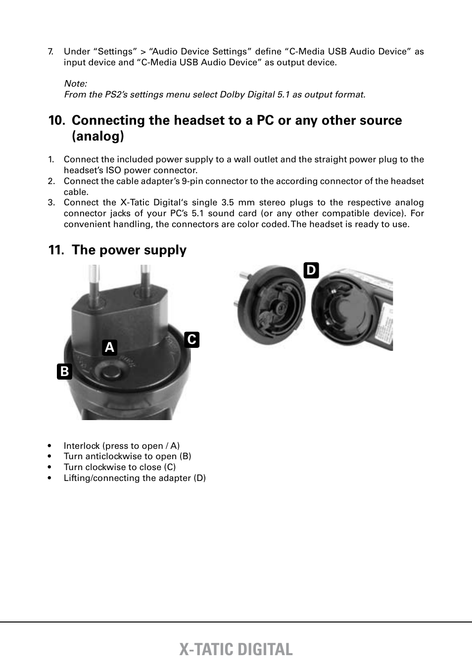 X-tatic digital, The power supply, Ab c d | SHARKOON X-Tatic Digital User Manual | Page 14 / 15