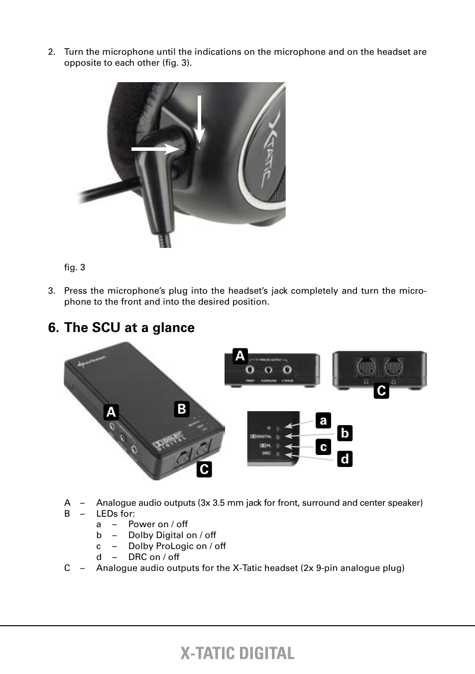 X-tatic digital, The scu at a glance | SHARKOON X-Tatic Digital User Manual | Page 9 / 15
