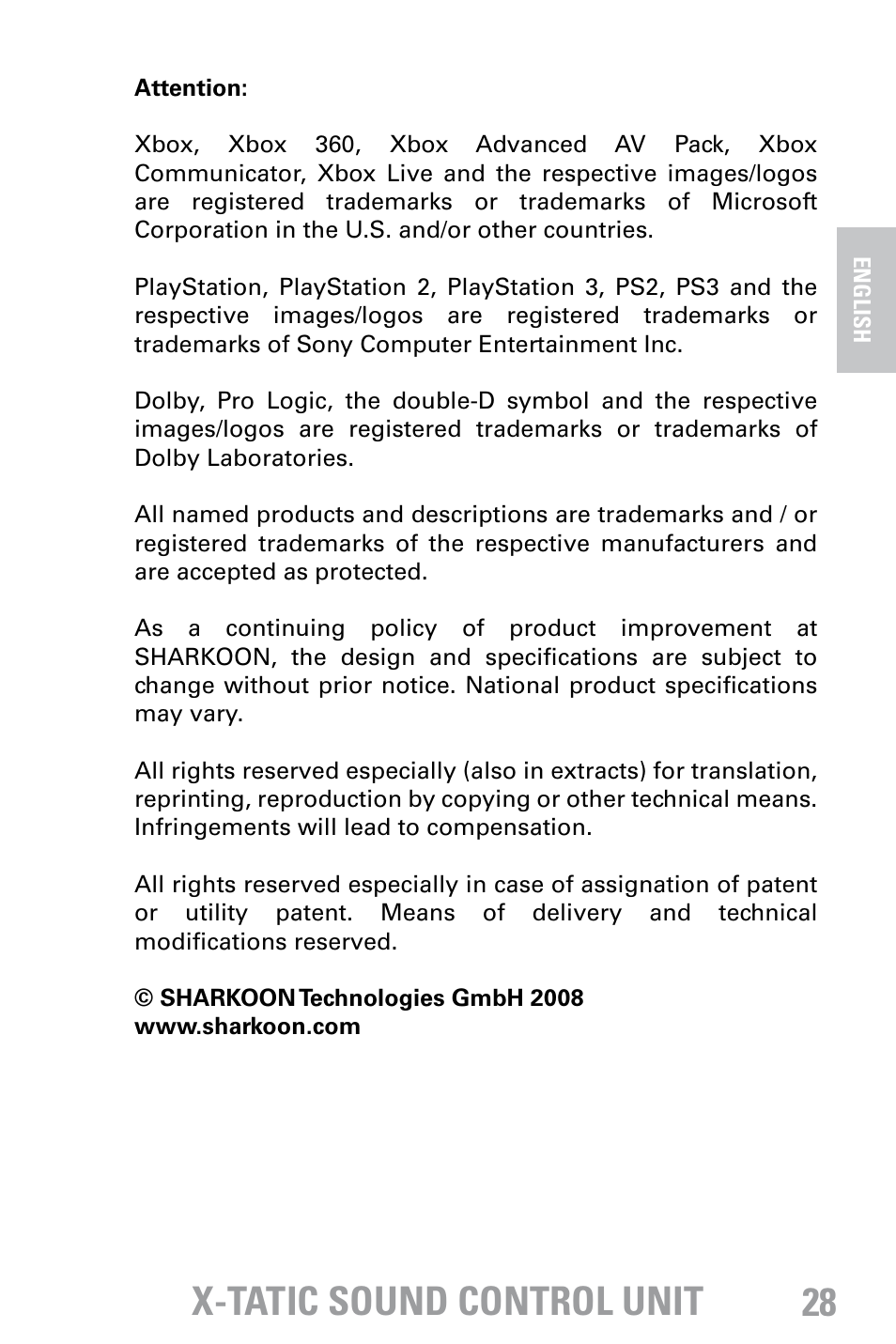 X-tatic sound control unit | SHARKOON X-Tatic Sound Control Unit User Manual | Page 13 / 13