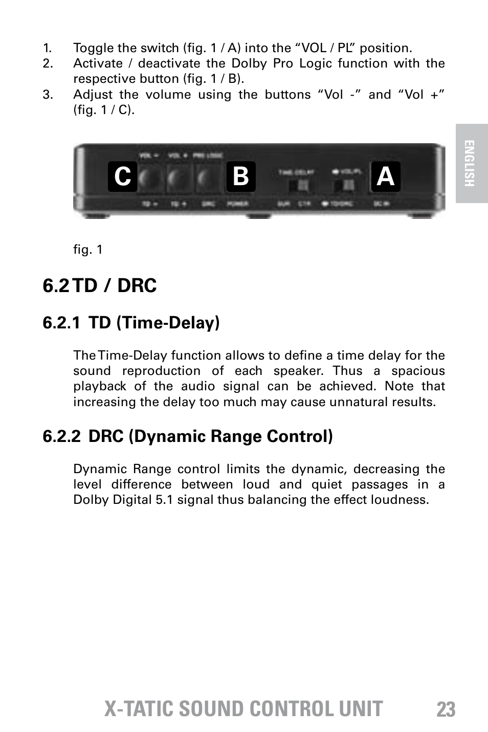 Ab c, X-tatic sound control unit, X-tatic sound control unit 23 | 2 td / drc | SHARKOON X-Tatic Sound Control Unit User Manual | Page 8 / 13