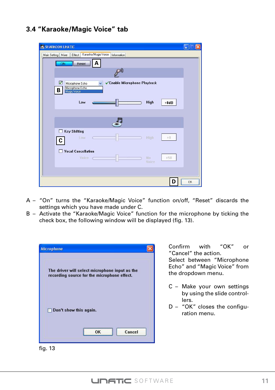 4 “karaoke/magic voice” tab | SHARKOON Unatic User Manual | Page 11 / 18