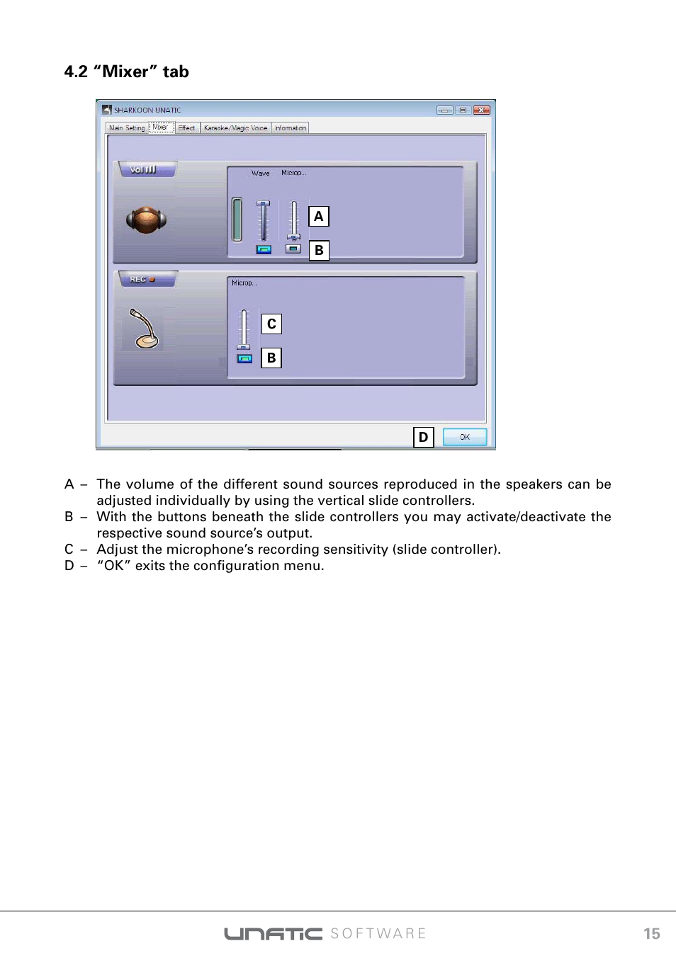 2 “mixer” tab | SHARKOON Unatic User Manual | Page 15 / 18