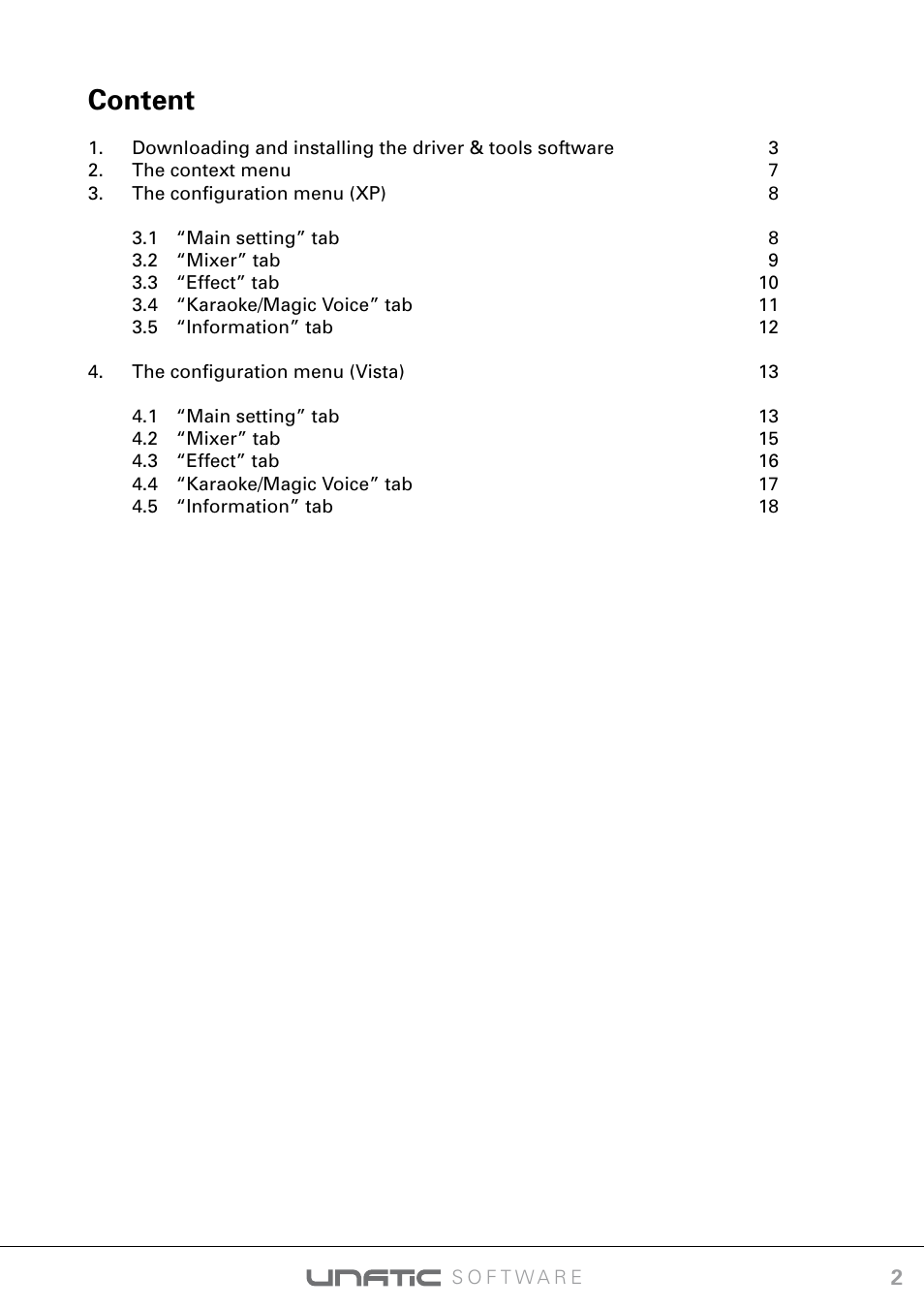 Content | SHARKOON Unatic User Manual | Page 2 / 18