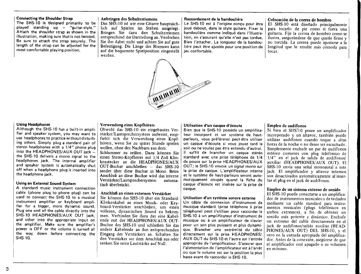 Yamaha SHS-10 User Manual | Page 4 / 40