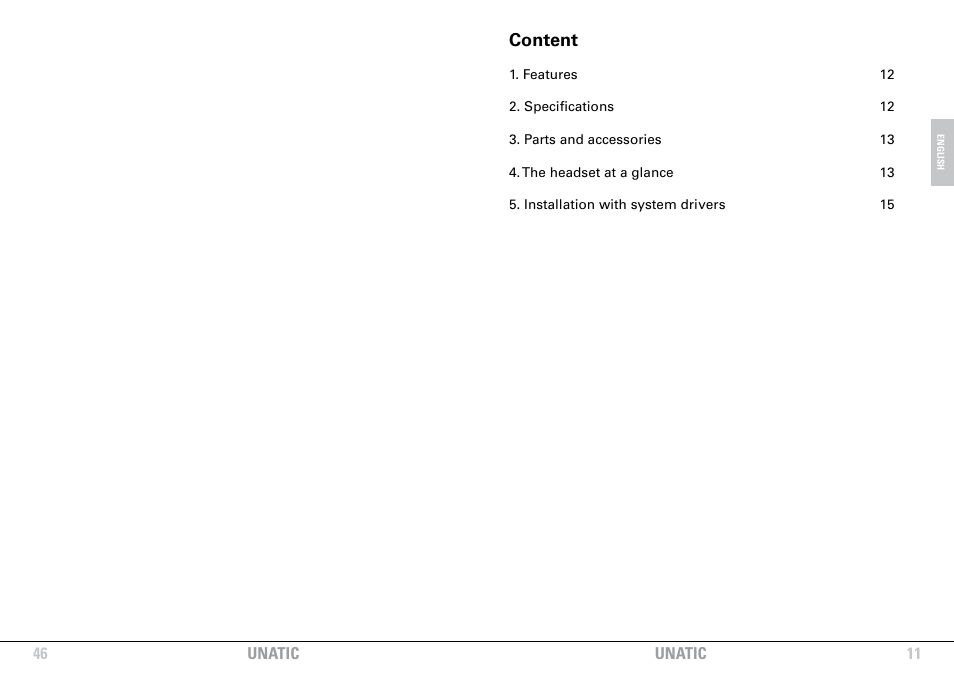 Content | SHARKOON Unatic User Manual | Page 11 / 28