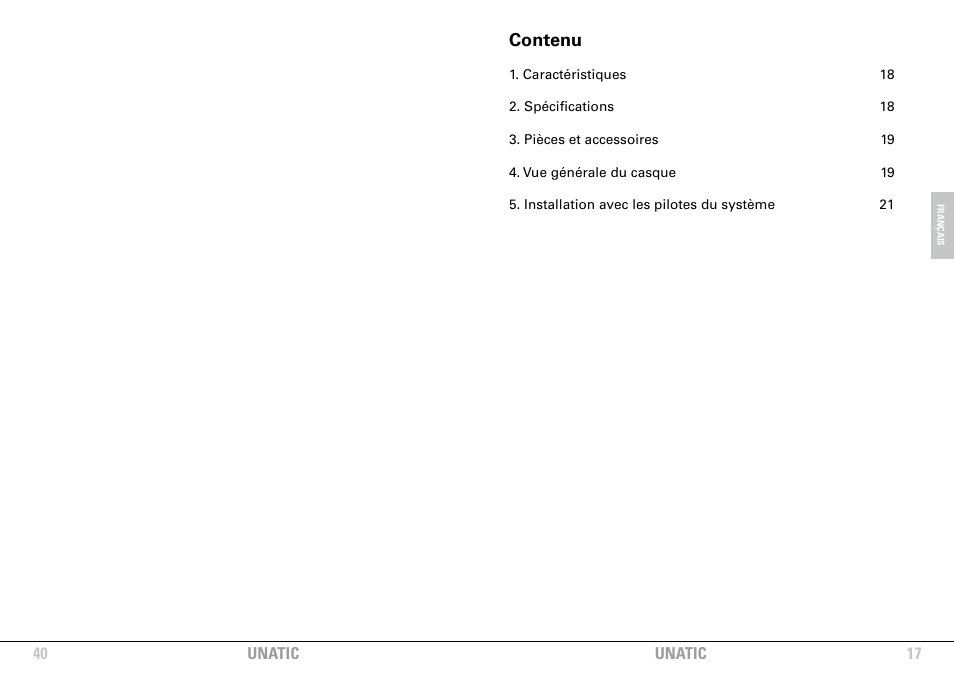 Contenu | SHARKOON Unatic User Manual | Page 17 / 28