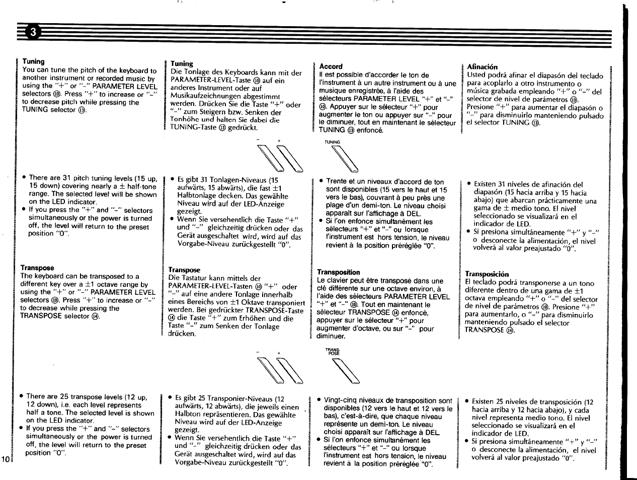 Transpose, Accord, Transposition | Afinación, Transposición | Yamaha SHS-200 User Manual | Page 12 / 40