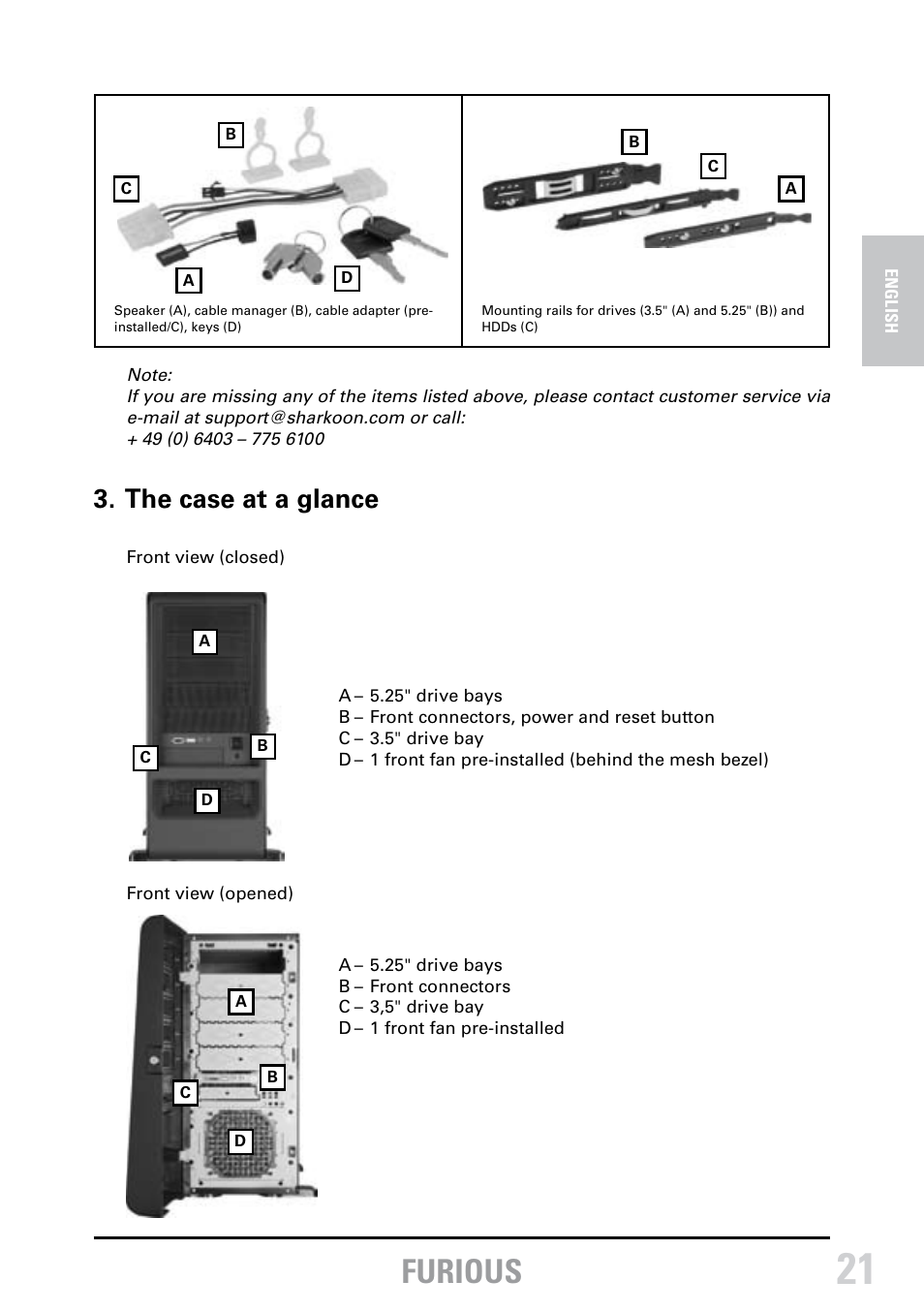 Furious, The case at a glance | SHARKOON Furious User Manual | Page 4 / 15