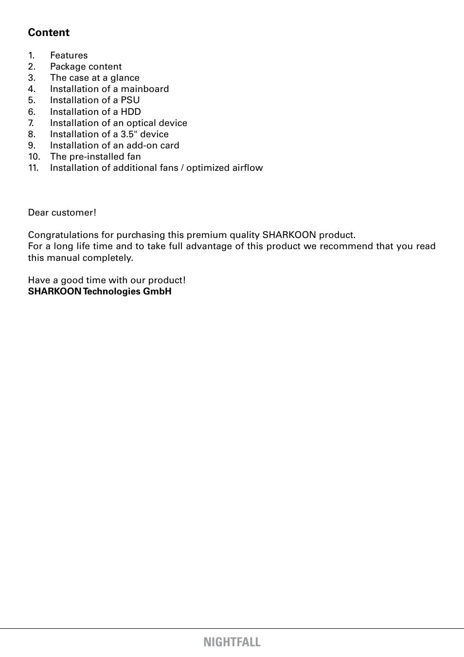 Nightfall | SHARKOON Nightfall User Manual | Page 2 / 17