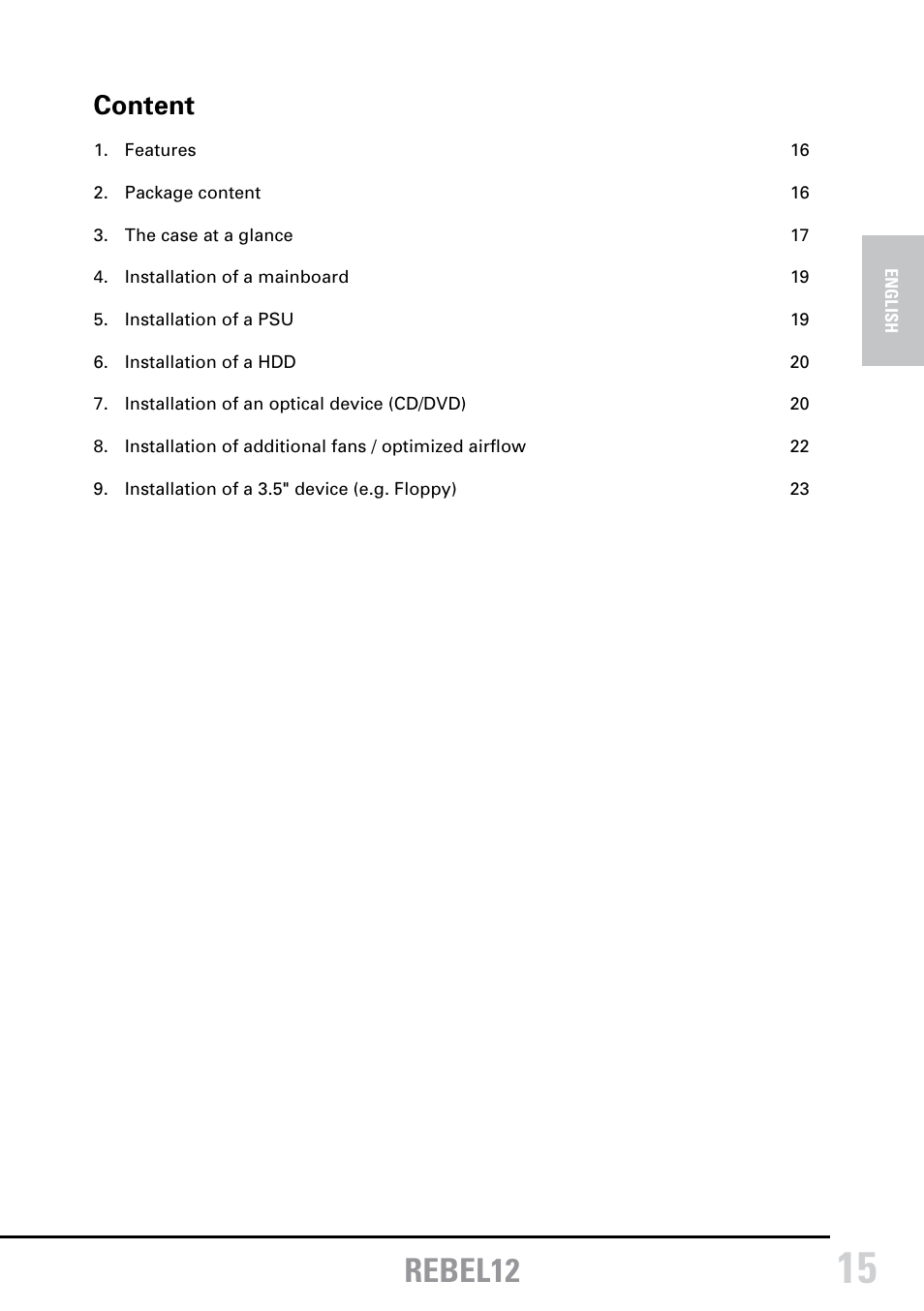 Rebel12, Content | SHARKOON Rebel12 Economy User Manual | Page 2 / 11