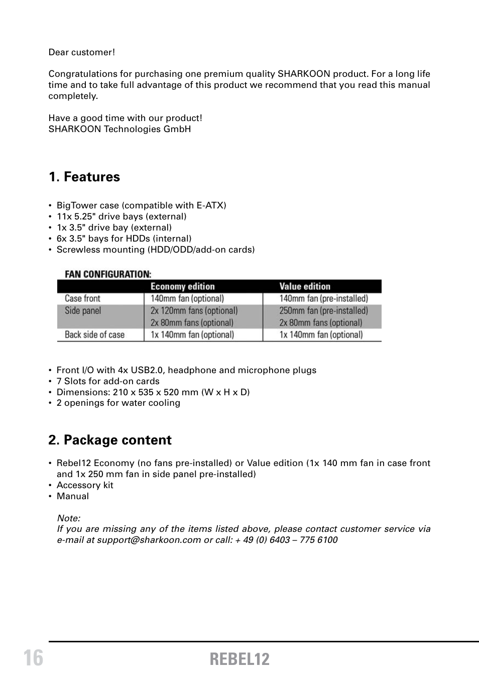 Rebel12 | SHARKOON Rebel12 Economy User Manual | Page 3 / 11