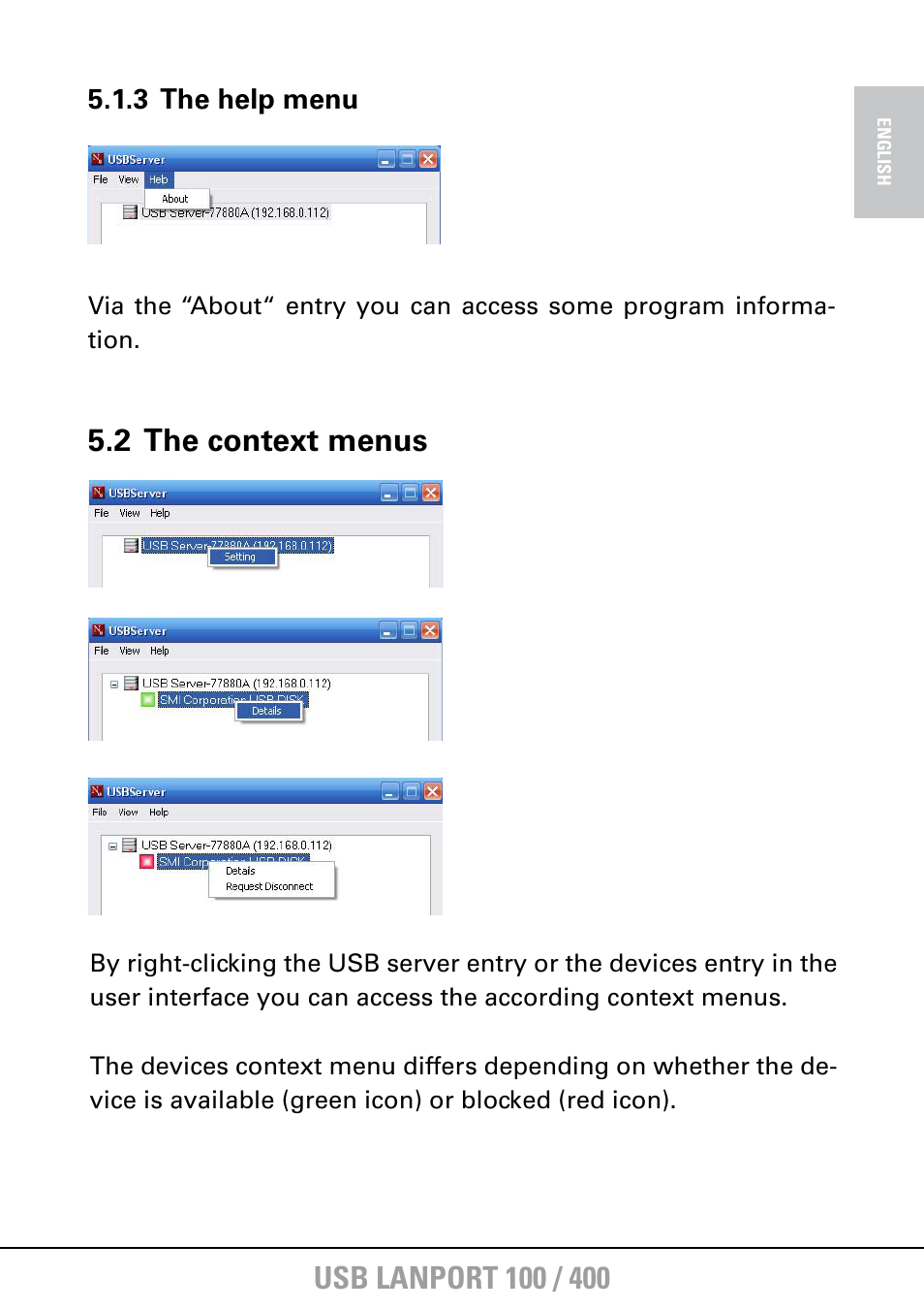 2 the context menus | SHARKOON USB LANPort 400 User Manual | Page 11 / 27