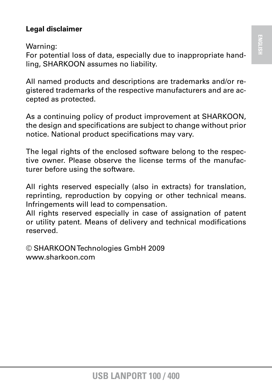 SHARKOON USB LANPort 400 User Manual | Page 27 / 27