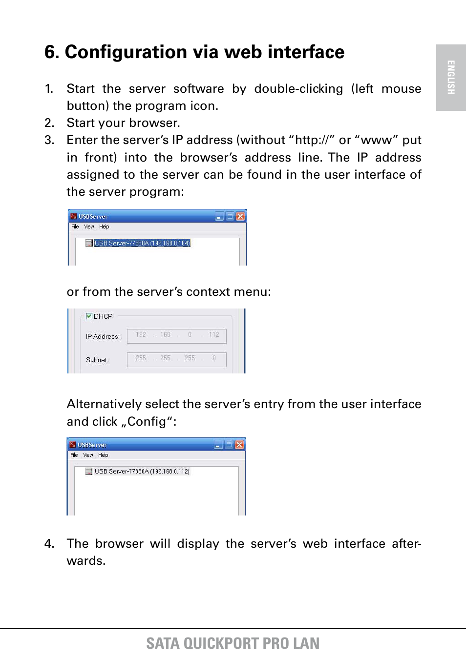 Configuration via web interface, Sata quickport pro lan | SHARKOON SATA QuickPort Pro LAN User Manual | Page 18 / 27