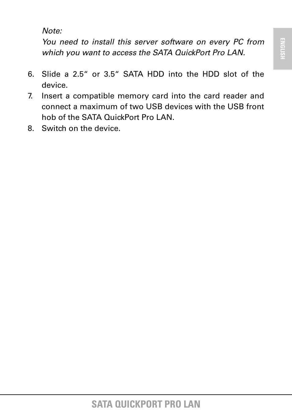 Sata quickport pro lan | SHARKOON SATA QuickPort Pro LAN User Manual | Page 8 / 27