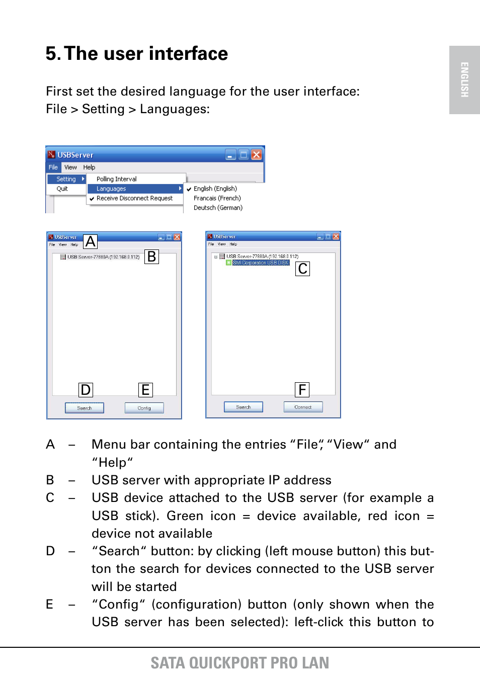The user interface, Sata quickport pro lan | SHARKOON SATA QuickPort Pro LAN User Manual | Page 9 / 27