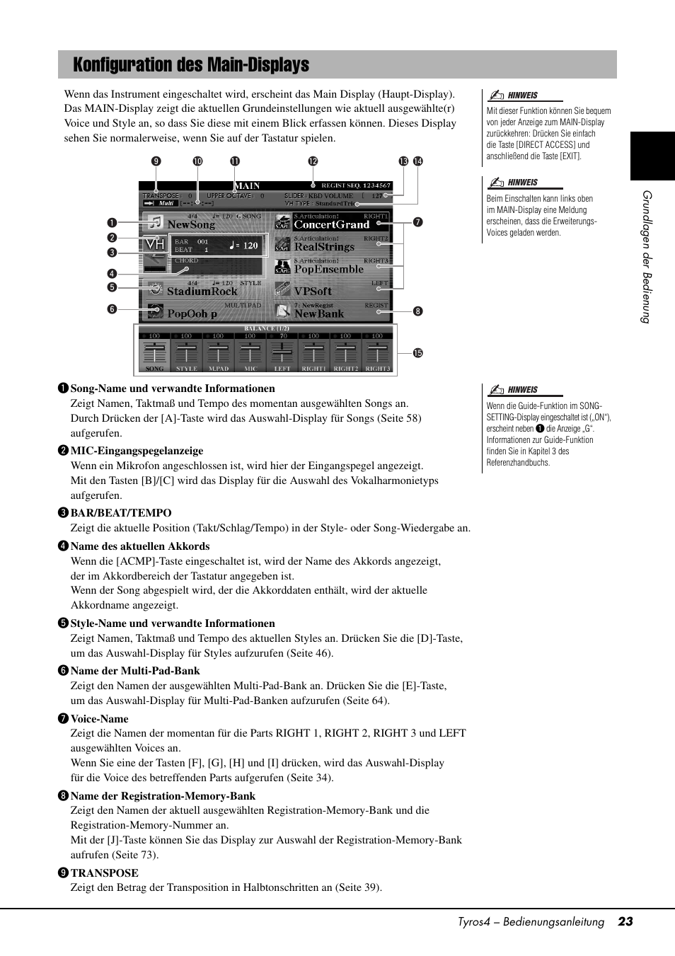 Konfiguration des main-displays | Yamaha Tyros4 User Manual | Page 23 / 126