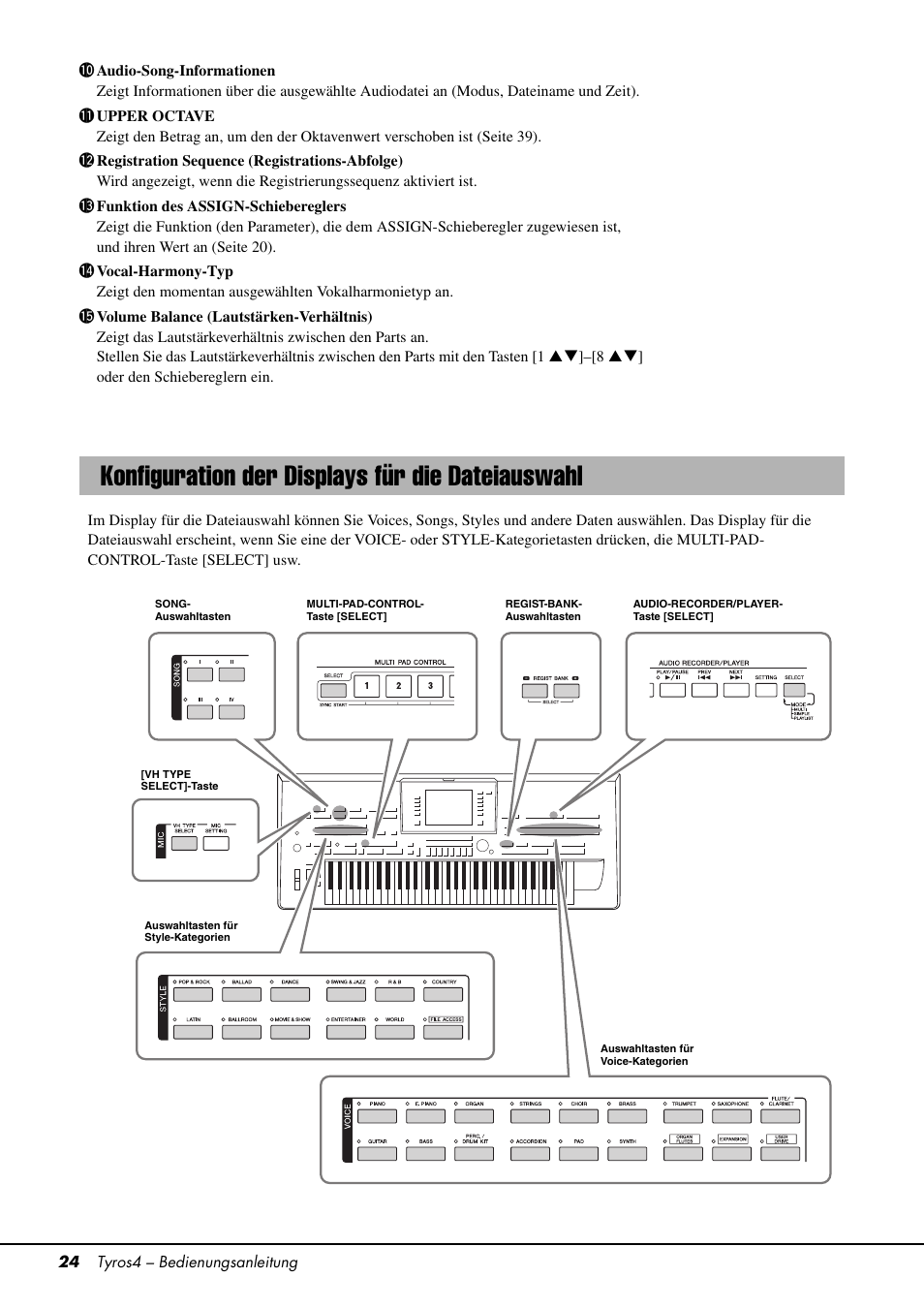 Konfiguration der displays für die dateiauswahl, Seite 24) | Yamaha Tyros4 User Manual | Page 24 / 126
