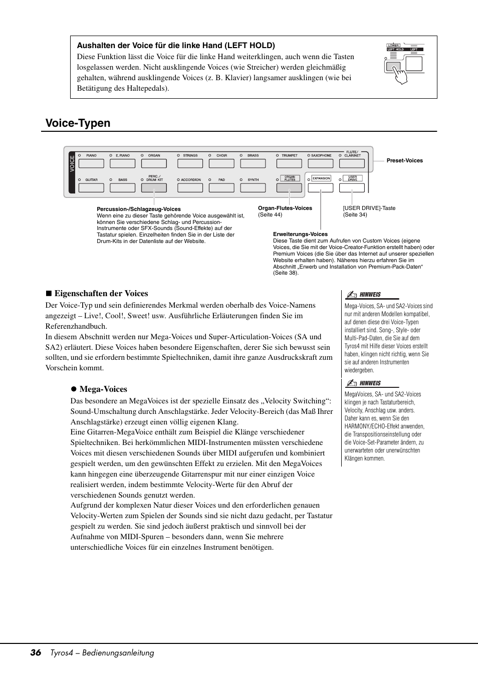 Seite 36, Voice-typen | Yamaha Tyros4 User Manual | Page 36 / 126