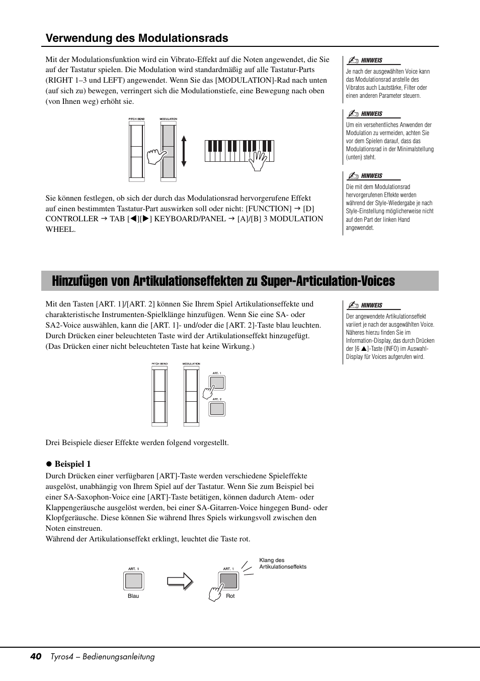 Seite 40, Verwendung des modulationsrads | Yamaha Tyros4 User Manual | Page 40 / 126