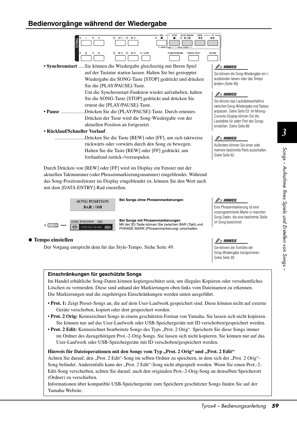 Bedienvorgänge während der wiedergabe | Yamaha Tyros4 User Manual | Page 59 / 126