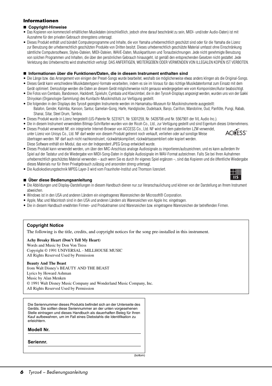 Yamaha Tyros4 User Manual | Page 6 / 126