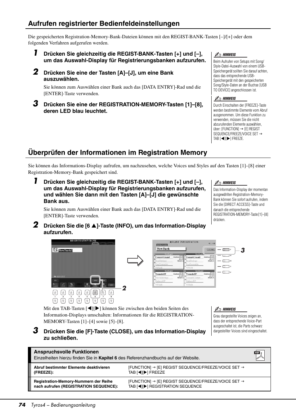 Aufrufen registrierter bedienfeldeinstellungen | Yamaha Tyros4 User Manual | Page 74 / 126