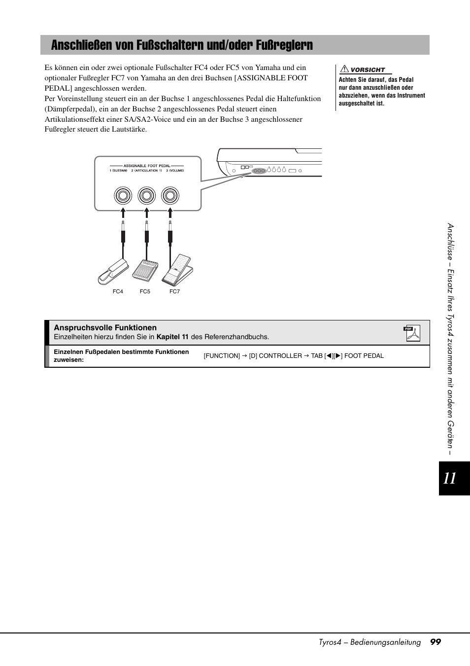 Anschließen von fußschaltern und/oder fußreglern, Seite 99 | Yamaha Tyros4 User Manual | Page 99 / 126
