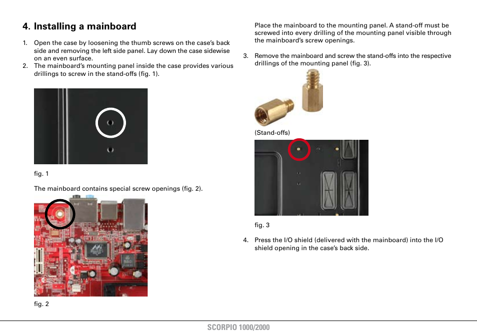 Installing a mainboard | SHARKOON Scorpio 2000 User Manual | Page 8 / 16