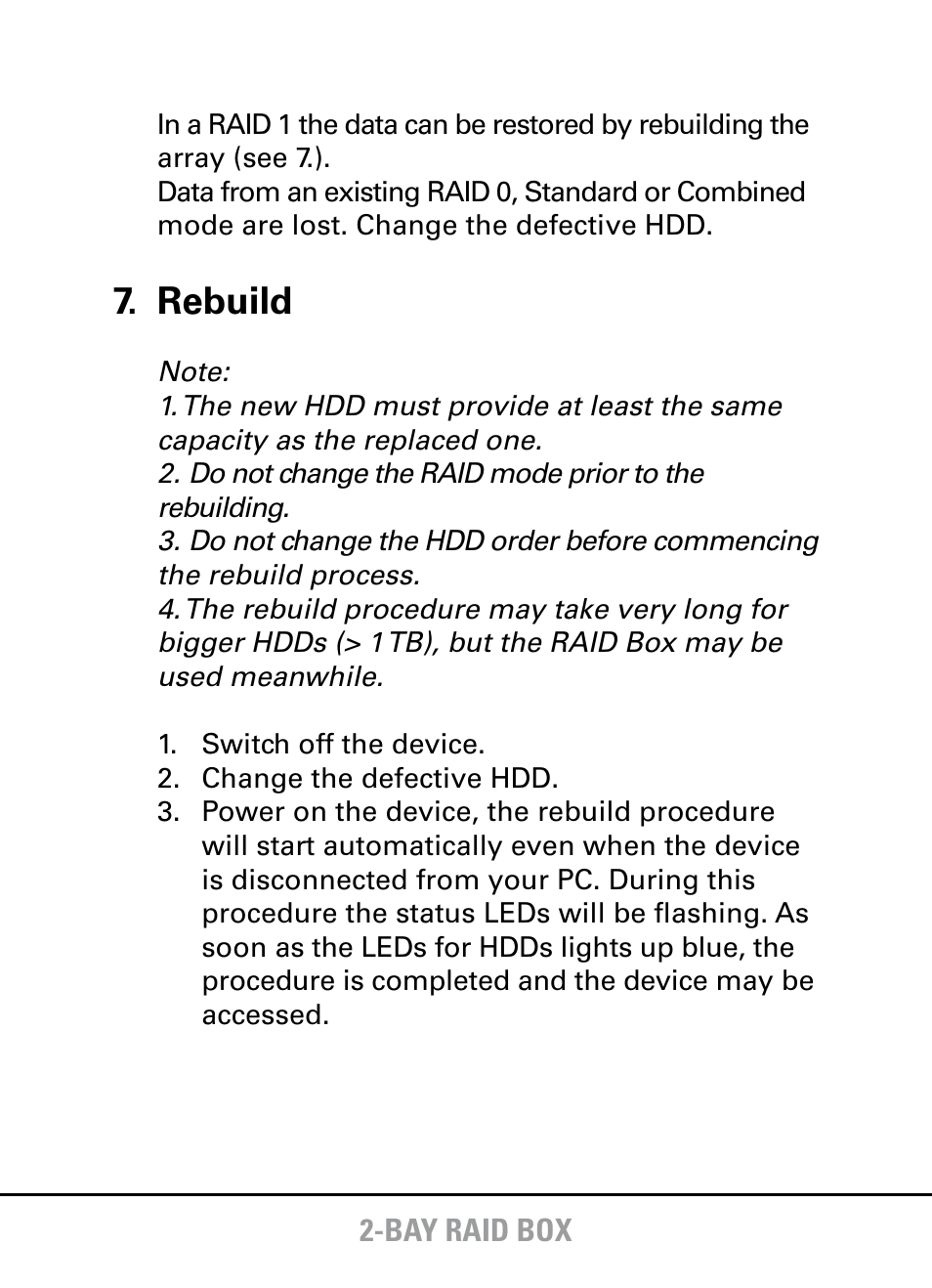 Rebuild | SHARKOON 2-Bay RAID Box User Manual | Page 6 / 7