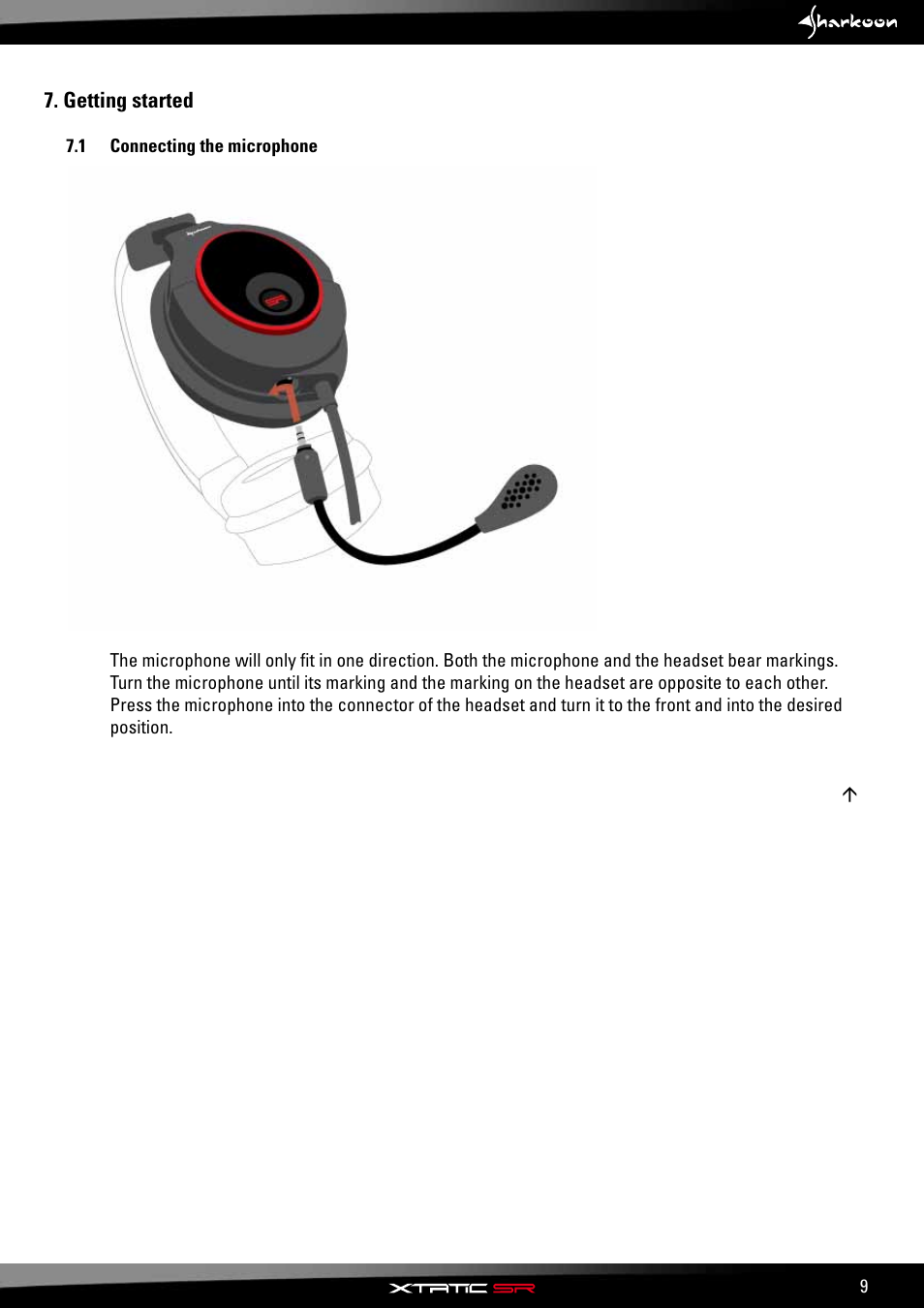 Getting started, 1 connecting the microphone | SHARKOON X-Tatic SR User Manual | Page 11 / 23