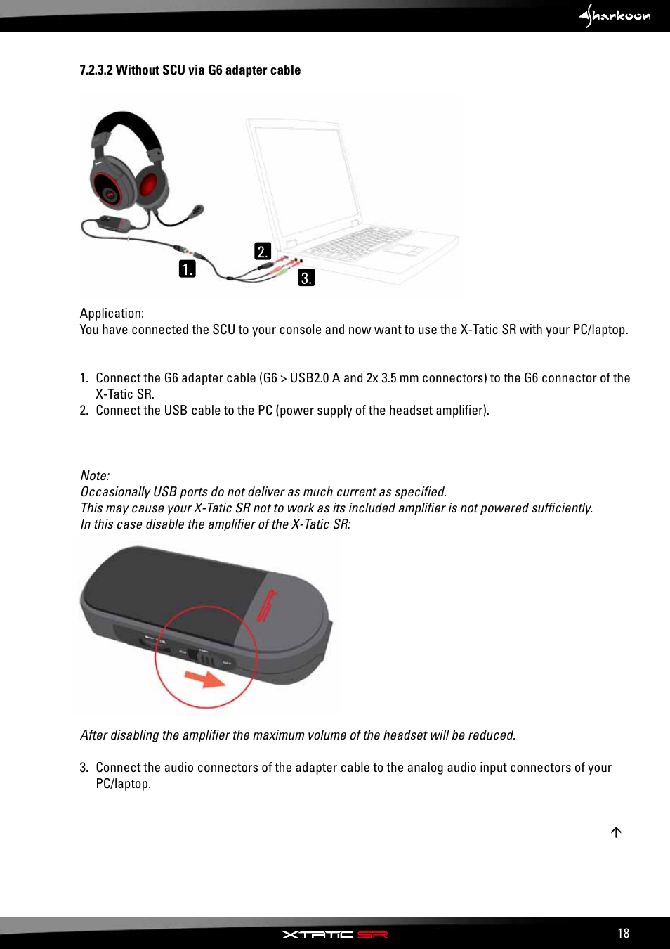 2 without scu via g6 adapter cable | SHARKOON X-Tatic SR User Manual | Page 20 / 23
