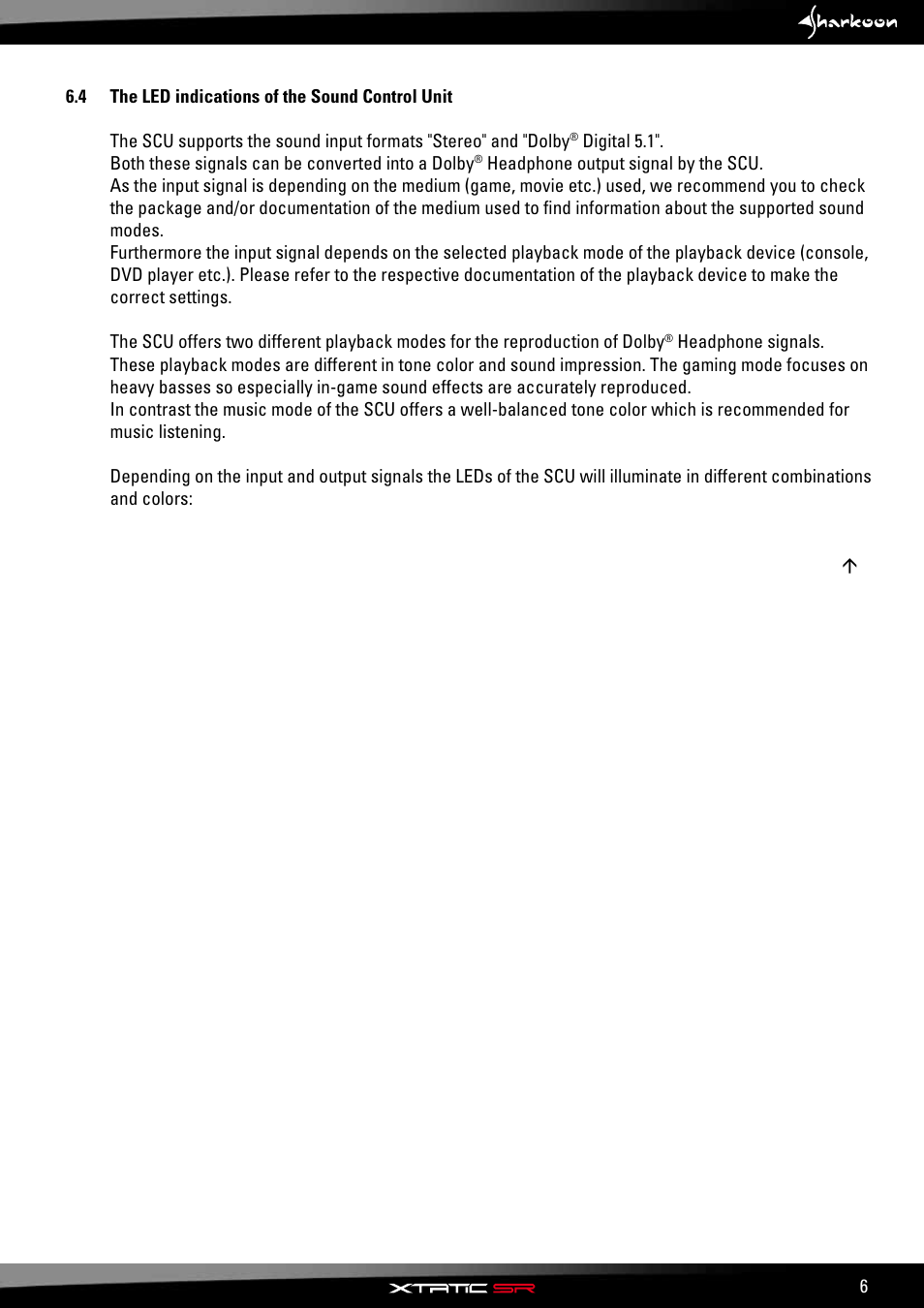 4 the led indications of the sound control unit | SHARKOON X-Tatic SR User Manual | Page 8 / 23