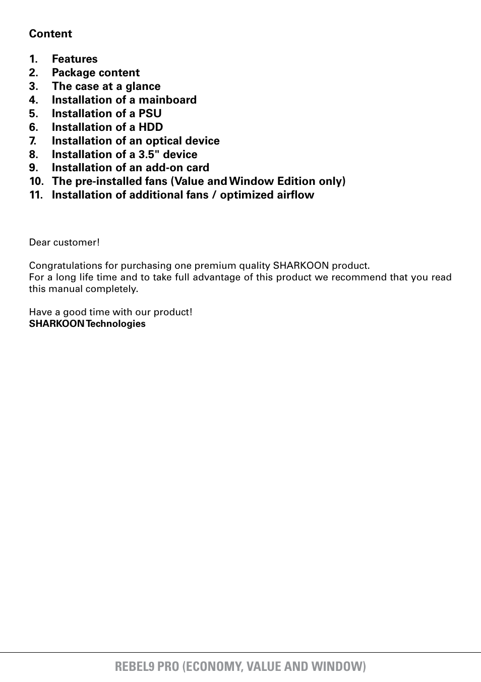 Rebel9 pro (economy, value and window) | SHARKOON Rebel9 Pro Window User Manual | Page 2 / 16