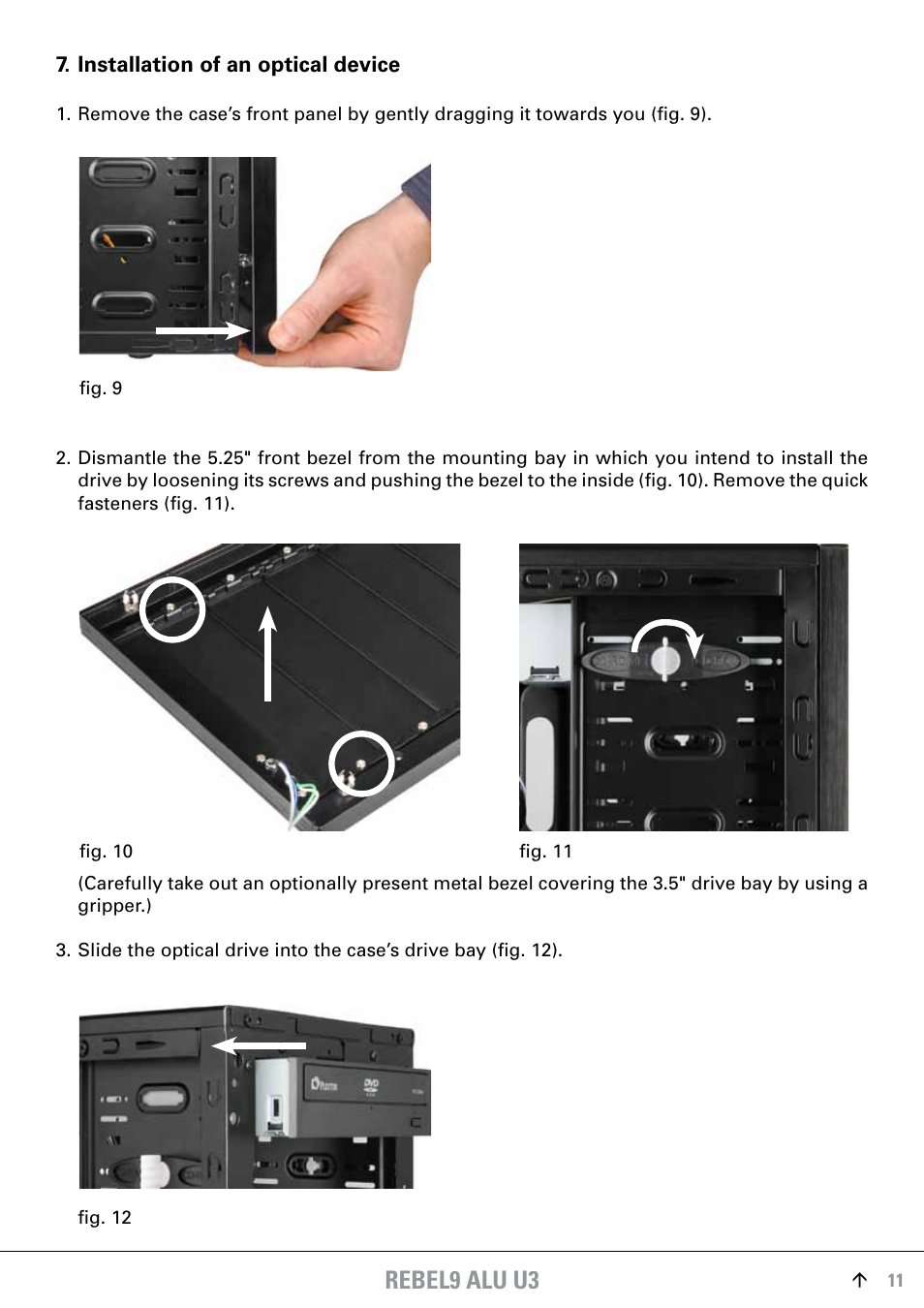 Installation of an optical device, Rebel9 alu u3 | SHARKOON Rebel9 Aluminum U3 User Manual | Page 11 / 16