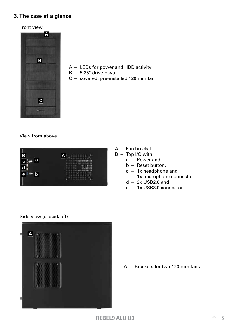The case at a glance, Rebel9 alu u3 | SHARKOON Rebel9 Aluminum U3 User Manual | Page 5 / 16