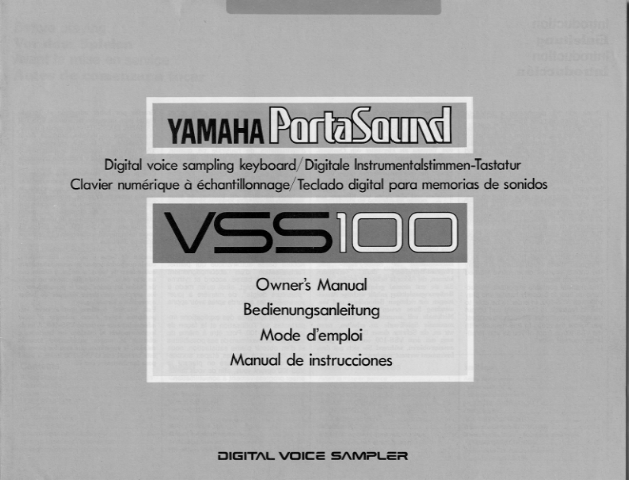 Yamaha VSS-100 User Manual | 24 pages