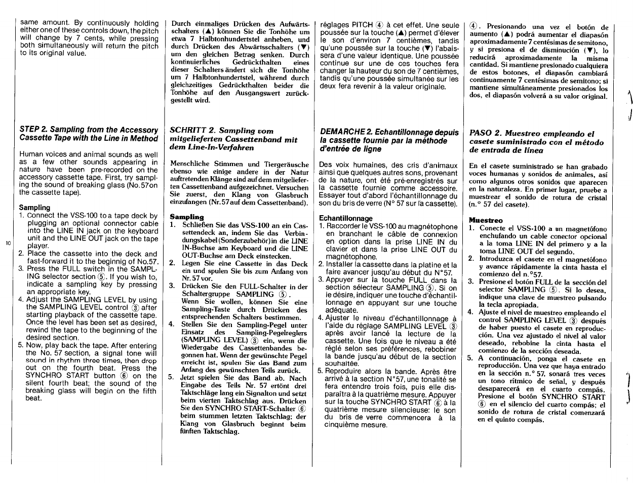 Sampling, Echantillonnage | Yamaha VSS-100 User Manual | Page 12 / 24